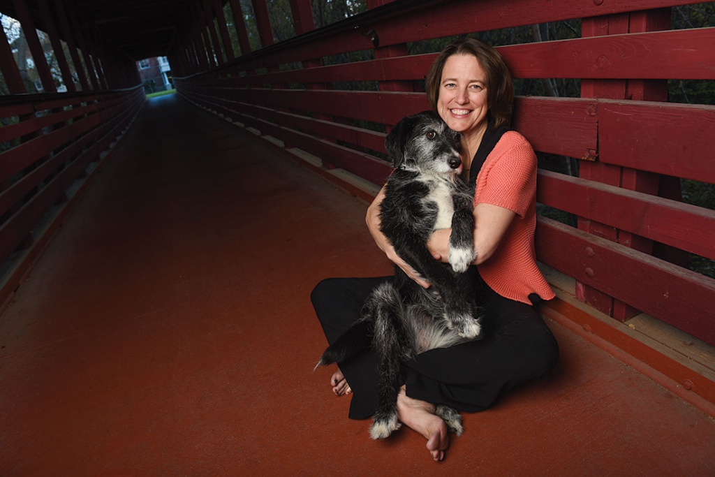 Bonnie Baxter, professor of biology and her dog Mesa