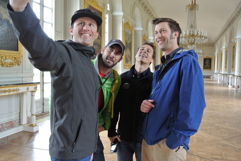 students taking a selfie in a palace
