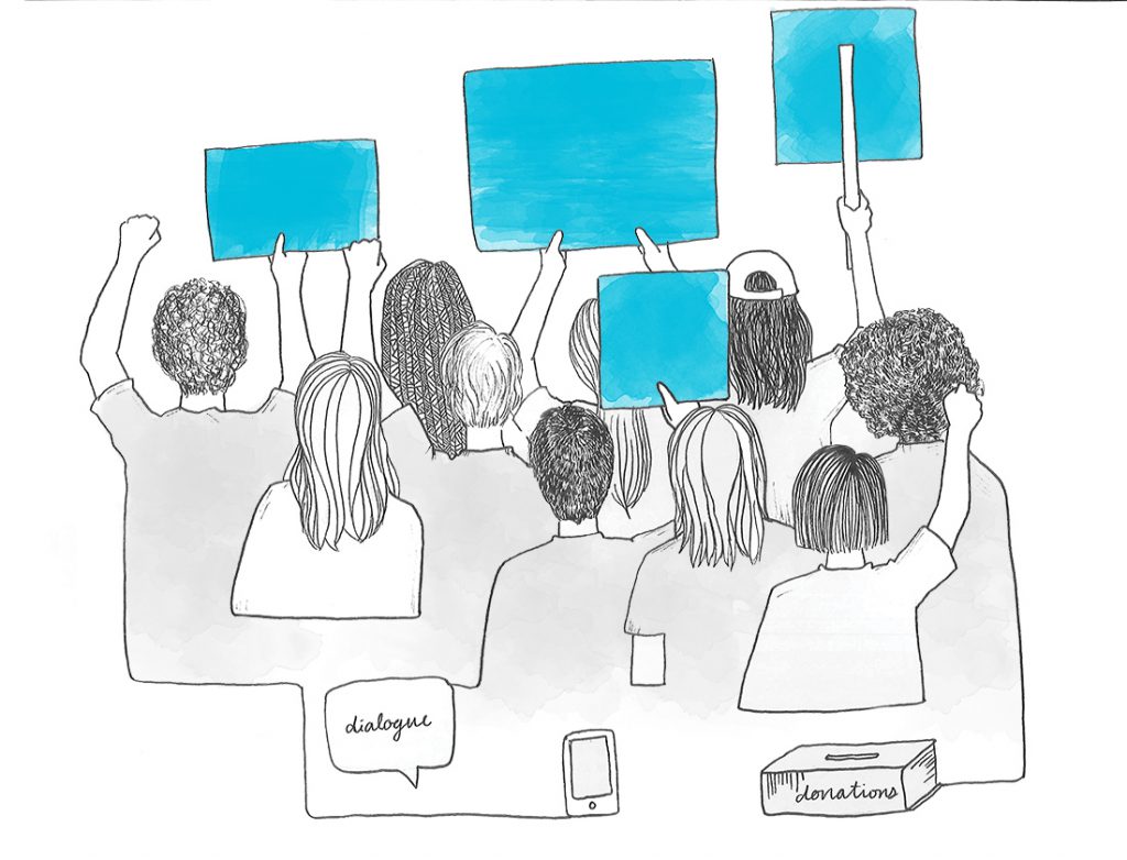 protestors with signs illustration