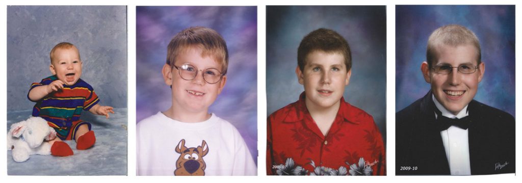 Photos of Bryant Sheppard from a young age through adulthood.