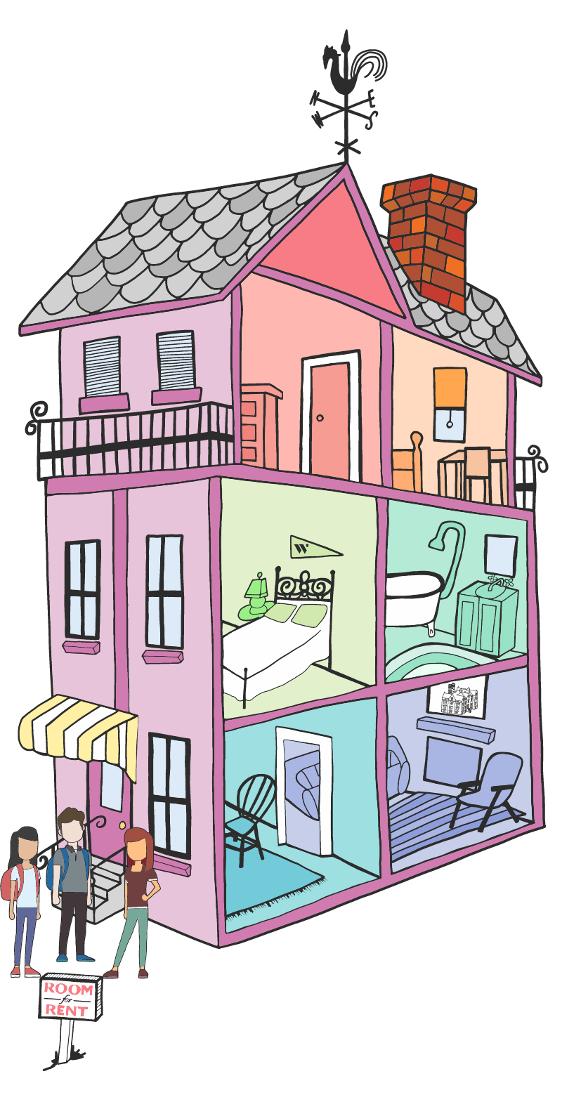 three story home illustration