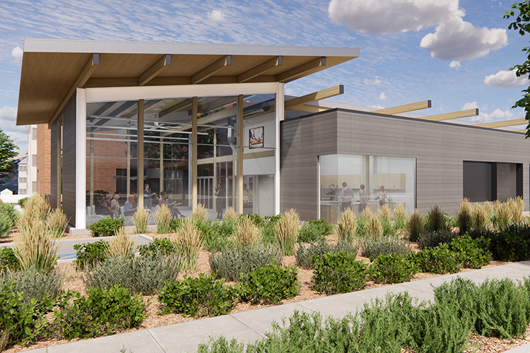 Exterior rendering of new intergrated wellness center